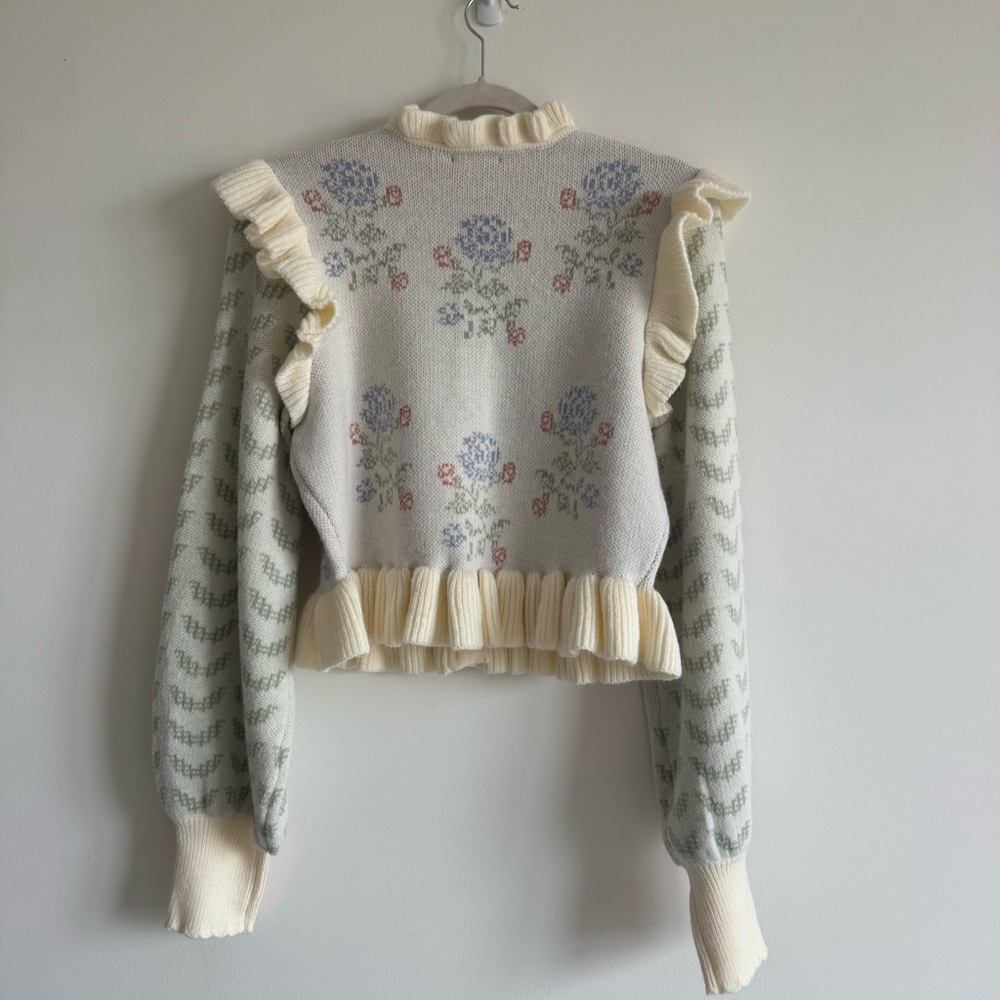 MABLE | Eloise Long Sleeve Ruffle Floral Print Crop Cardigan ~ NWT Medium - Picture 14 of 14